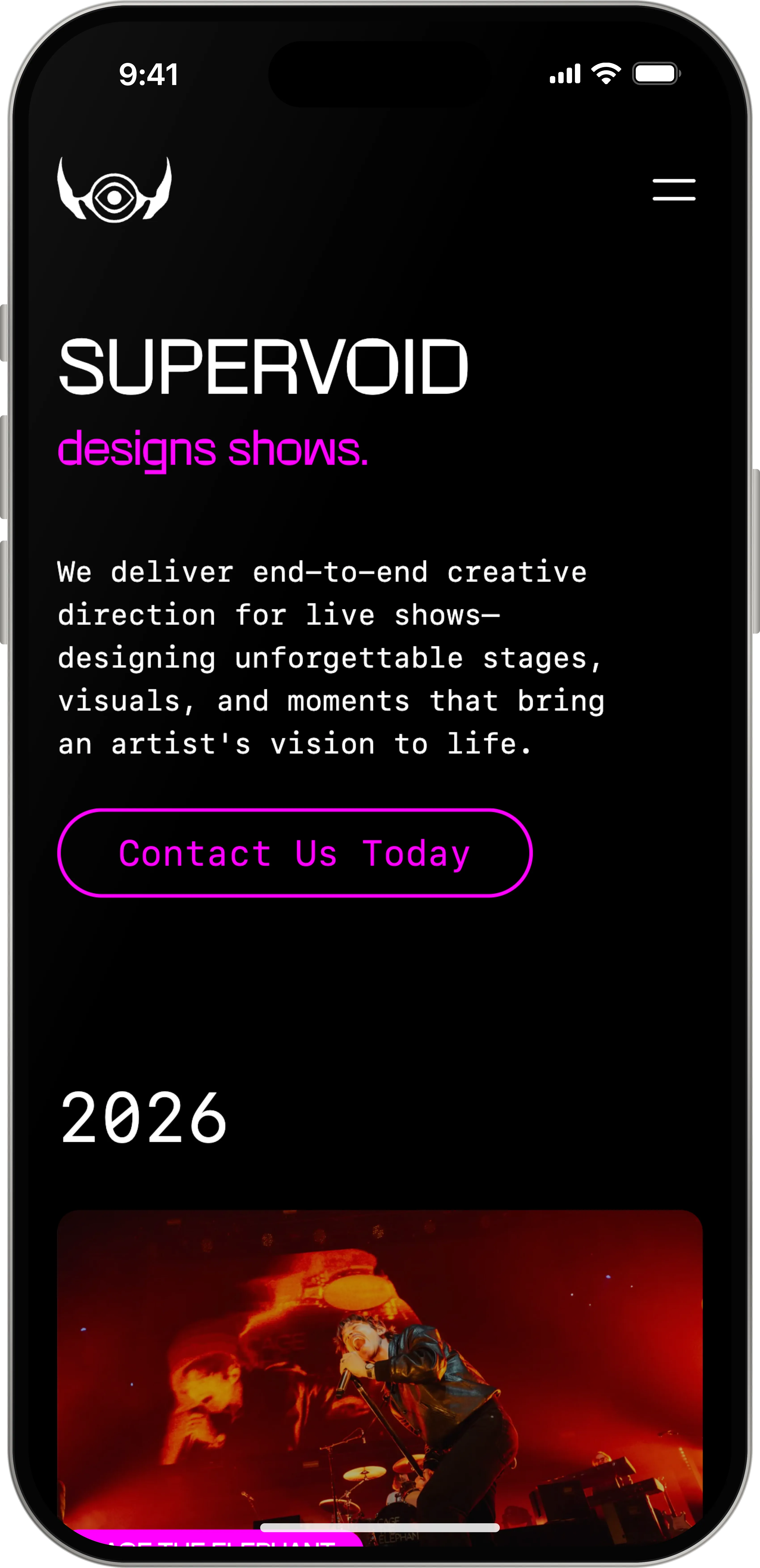 Supervoid website on a mobile device