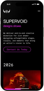 Supervoid website on a phone